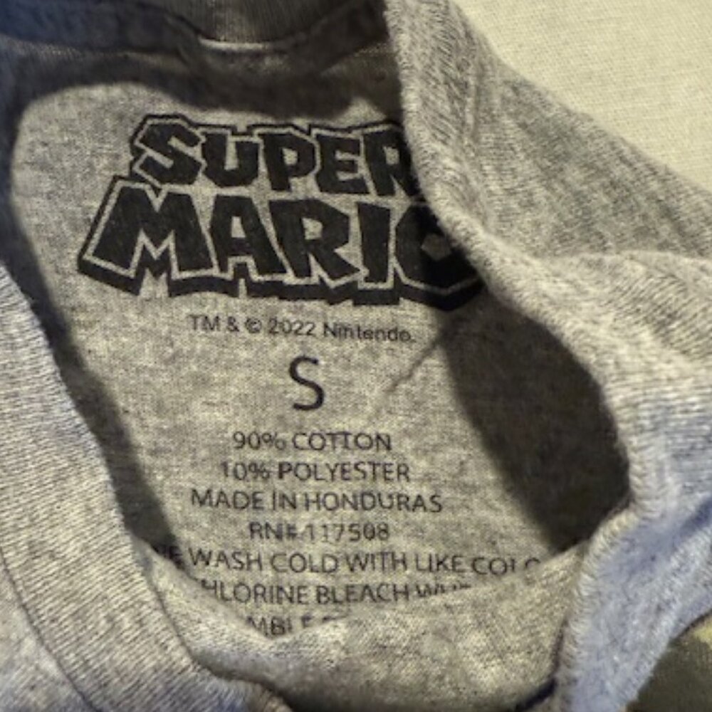 Super Mario Characters Gray Kids T-Shirt (Size S) Yoshi, Princess Peach, Toad - Picture 3 of 3
